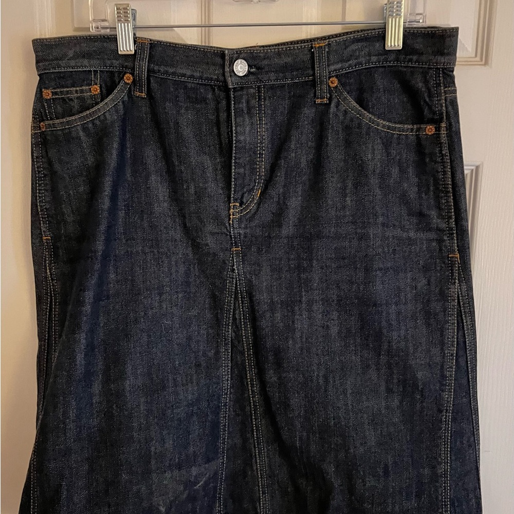 Gap dark wash denim midi skirt